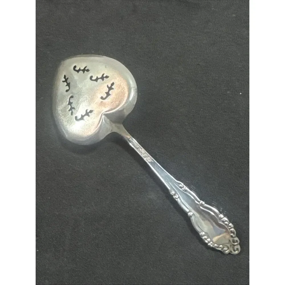 Lafayette by Manchester Heart Shaped Nut Spoon Sterling Silver, Mono